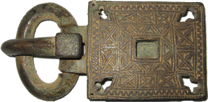 Two Visigothic buckles in the Delamain Collection but no publication by Delamain concerning these objects has been found, so the actual findsite is uncertain